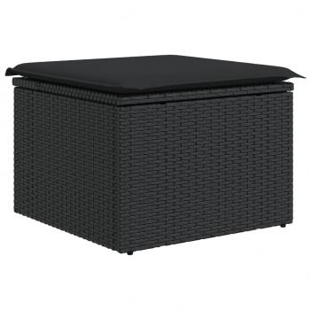 12-tlg. Garten-Sofagarnitur mit Kissen Schwarz Poly Rattan