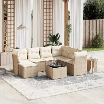 ARDEBO.de - 8-tlg. Garten-Sofagarnitur mit Kissen Beige Poly Rattan