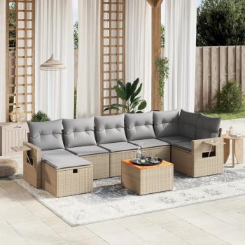 ARDEBO.de - 8-tlg. Garten-Sofagarnitur mit Kissen Beige Poly Rattan