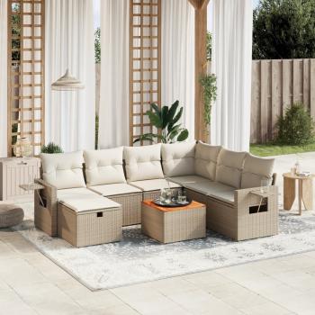 ARDEBO.de - 8-tlg. Garten-Sofagarnitur mit Kissen Beige Poly Rattan