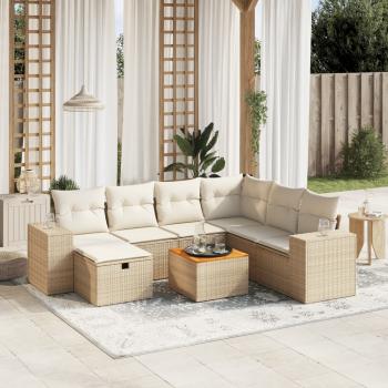 ARDEBO.de - 8-tlg. Garten-Sofagarnitur mit Kissen Beige Poly Rattan