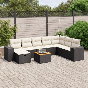 ARDEBO.de - 9-tlg. Garten-Sofagarnitur mit Kissen Schwarz Poly Rattan