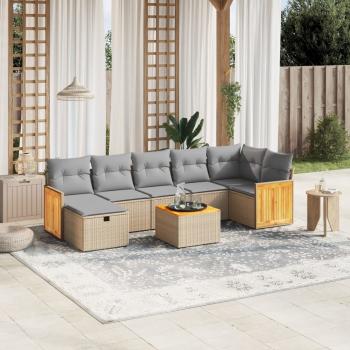 ARDEBO.de - 8-tlg. Garten-Sofagarnitur mit Kissen Beige Poly Rattan