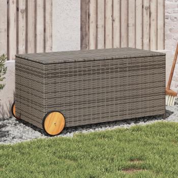 ARDEBO.de - Gartentruhe mit Rollen Grau 190L Poly Rattan