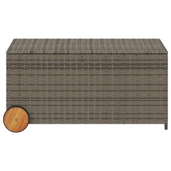 Gartentruhe mit Rollen Grau 190L Poly Rattan