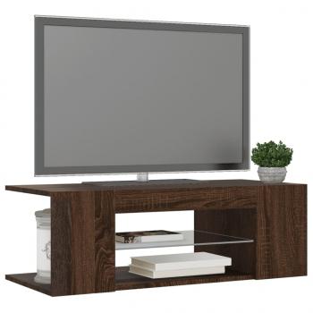 TV-Schrank mit LED-Leuchten Braun Eichen-Optik 90x39x30 cm