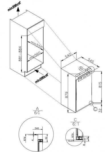 Amica EGS 16183 Einbau-Gefrierschrank, Nischenhöhe: 88cm, 77 L, Festtür, 4 Schubladen, Eiswürfelbehälter, weiß