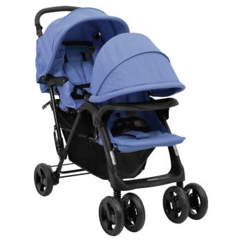 ARDEBO.de - Tandem-Zwillingskinderwagen Marineblau Stahl