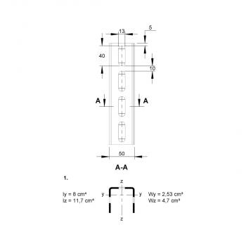 Niedax HU5050/2000 Hängestiel, U-Profil, 50x50x2005mm, Stahl, feuerverzinkt