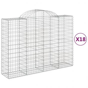 Gabionen mit Hochbogen 18Stk. 200x50x140/160cm Verzinktes Eisen