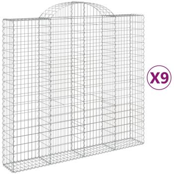 Gabionen mit Hochbogen 9 Stk. 200x50x180/200cm Verzinktes Eisen