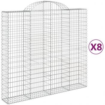 Gabionen mit Hochbogen 8 Stk. 200x50x180/200cm Verzinktes Eisen