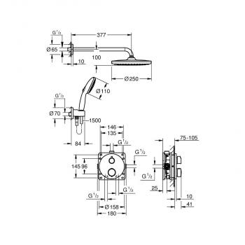 GROHE Precision Thermostat Duschsystem, Quickfix, Unterputz, mit Vitalio Start 250, chrom (34883000)