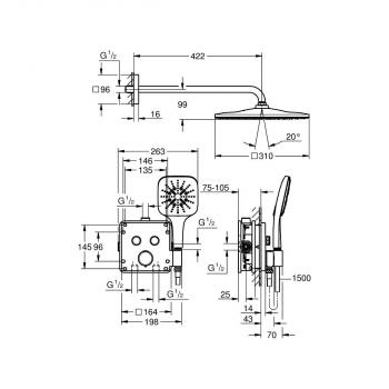 GROHE Precision Smartcontrol Duschsystem, Quickfix, Unterputz, mit Vitalio Rain Mono 310 Cube, chrom (34876000)