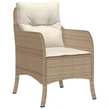 7-tlg. Garten-Essgruppe mit Kissen Beige Poly Rattan