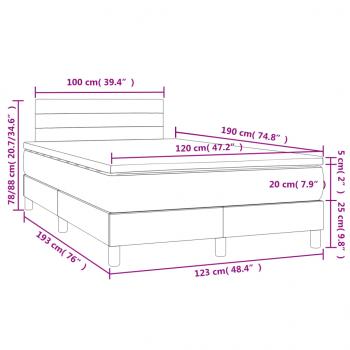 Boxspringbett mit Matratze & LED Schwarz 120x190 cm Stoff