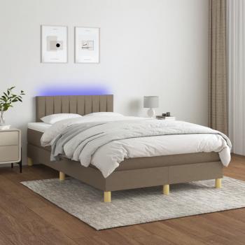 Boxspringbett mit Matratze & LED Taupe 120x190 cm Stoff