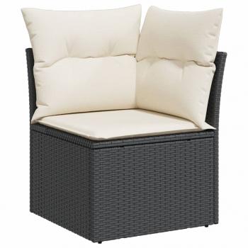 ARDEBO.de - Garten-Ecksofa mit Kissen Schwarz Poly Rattan