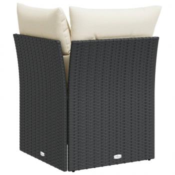 Garten-Ecksofa mit Kissen Schwarz Poly Rattan