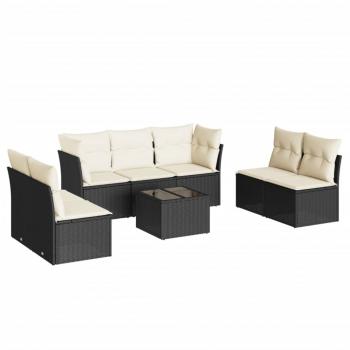 ARDEBO.de - 8-tlg. Garten-Sofagarnitur mit Kissen Schwarz Poly Rattan