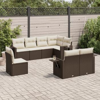 ARDEBO.de - 8-tlg. Garten-Sofagarnitur mit Kissen Braun Poly Rattan