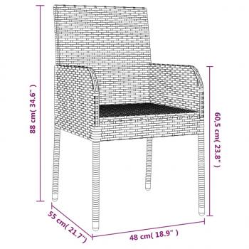 9-tlg. Garten-Essgruppe mit Kissen Schwarz Poly Rattan