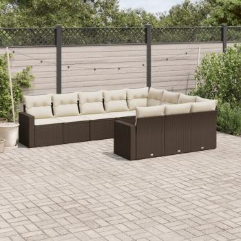 ARDEBO.de - 10-tlg. Garten-Sofagarnitur mit Kissen Braun Poly Rattan