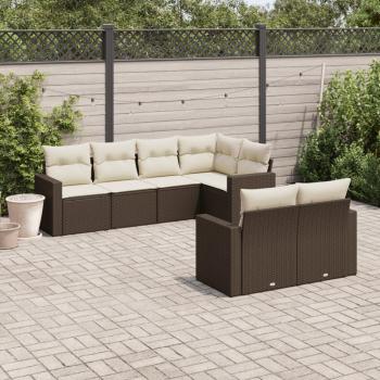 ARDEBO.de - 7-tlg. Garten-Sofagarnitur mit Kissen Braun Poly Rattan