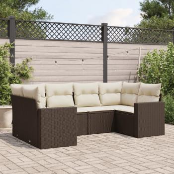 ARDEBO.de - 6-tlg. Garten-Sofagarnitur mit Kissen Braun Poly Rattan