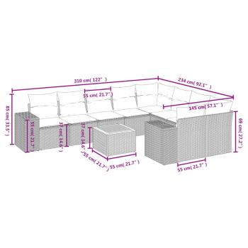 10-tlg. Garten-Sofagarnitur mit Kissen Schwarz Poly Rattan