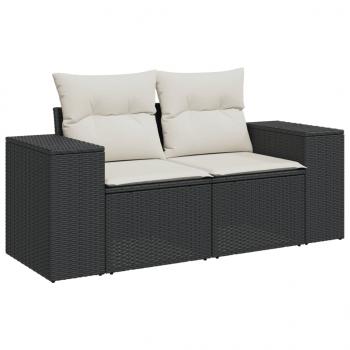 11-tlg. Garten-Sofagarnitur mit Kissen Schwarz Poly Rattan