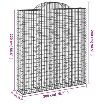 Gabionen mit Hochbogen 4 Stk. 200x50x220/240cm Verzinktes Eisen