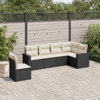 ARDEBO.de - 6-tlg. Garten-Sofagarnitur mit Kissen Schwarz Poly Rattan