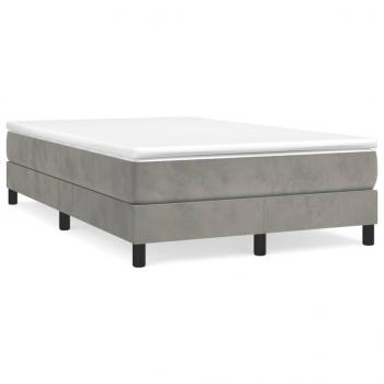 ARDEBO.de - Boxspringbett mit Matratze Hellgrau 120x190 cm Samt