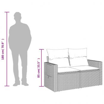 Gartensofa mit Kissen 2-Sitzer Braun Poly Rattan