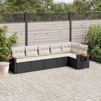 ARDEBO.de - 6-tlg. Garten-Sofagarnitur mit Kissen Schwarz Poly Rattan