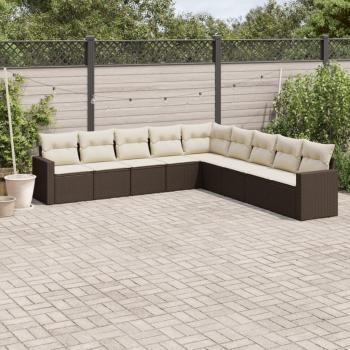 ARDEBO.de - 9-tlg. Garten-Sofagarnitur mit Kissen Braun Poly Rattan