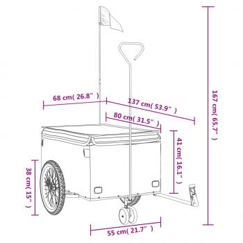 Fahrradanhänger Schwarz und Gelb 45 kg Eisen