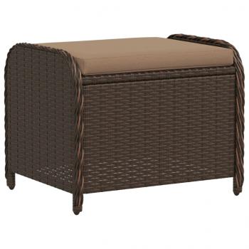 ARDEBO.de - Gartenhocker mit Kissen Braun 58x46x46 cm Poly Rattan