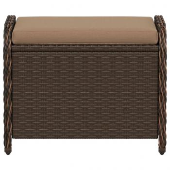 Gartenhocker mit Kissen Braun 58x46x46 cm Poly Rattan