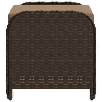 Gartenhocker mit Kissen Braun 58x46x46 cm Poly Rattan