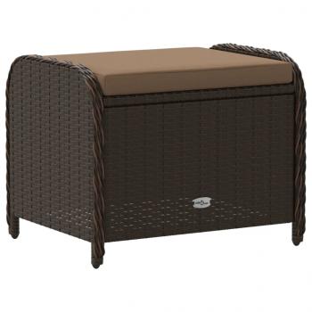 Gartenhocker mit Kissen Braun 58x46x46 cm Poly Rattan