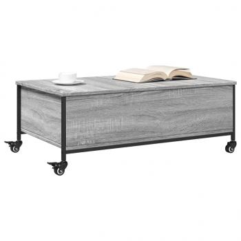 Couchtisch mit Rollen Grau Sonoma 91x55x34 cm Holzwerkstoff