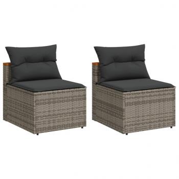 ARDEBO.de - Gartensofas ohne Armlehnen mit Kissen 2 Stk. Grau Poly Rattan