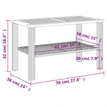 Gartentisch Grau 70x38x42 cm Poly Rattan Akazienholz