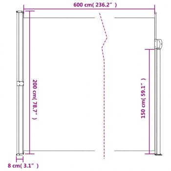 Seitenmarkise Ausziehbar Rot 200x600 cm