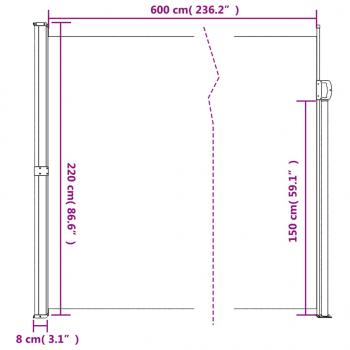 Seitenmarkise Ausziehbar Creme 220x600 cm