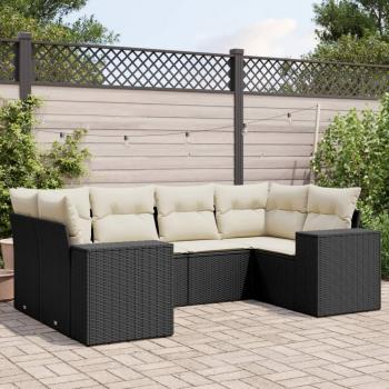 ARDEBO.de - 6-tlg. Garten-Sofagarnitur mit Kissen Schwarz Poly Rattan