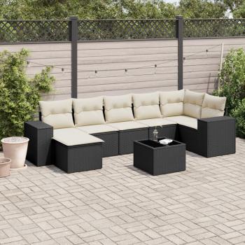 ARDEBO.de - 8-tlg. Garten-Sofagarnitur mit Kissen Schwarz Poly Rattan