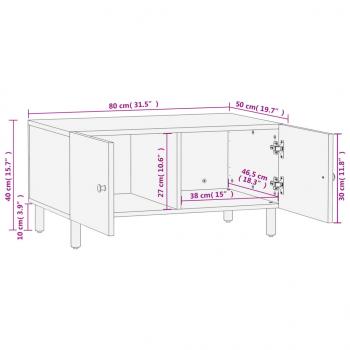 Couchtisch Schwarz 80x50x40 cm Massivholz Mango